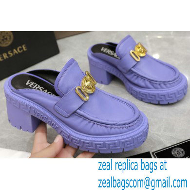 Versace Heel 8cm Medusa Biggie Loafers Mules Lilac 2023 - Click Image to Close