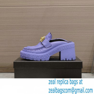 Versace Heel 8cm Medusa Biggie Loafers Mules Lilac 2023