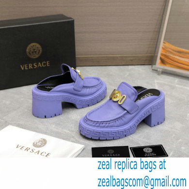 Versace Heel 8cm Medusa Biggie Loafers Mules Lilac 2023