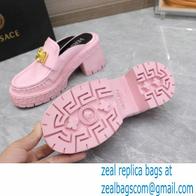 Versace Heel 8cm Medusa Biggie Loafers Mules Pink 2023