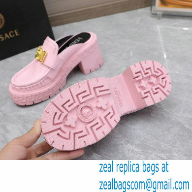 Versace Heel 8cm Medusa Biggie Loafers Mules Pink 2023 - Click Image to Close