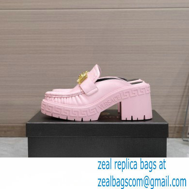 Versace Heel 8cm Medusa Biggie Loafers Mules Pink 2023