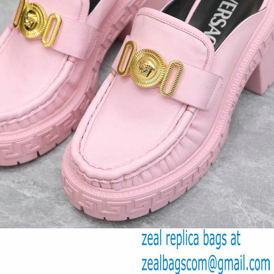 Versace Heel 8cm Medusa Biggie Loafers Mules Pink 2023