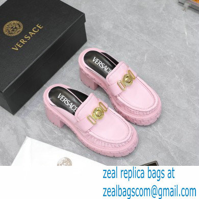 Versace Heel 8cm Medusa Biggie Loafers Mules Pink 2023 - Click Image to Close