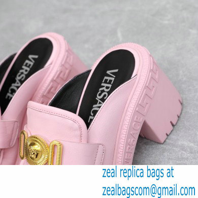 Versace Heel 8cm Medusa Biggie Loafers Mules Pink 2023 - Click Image to Close