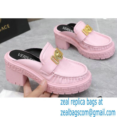 Versace Heel 8cm Medusa Biggie Loafers Mules Pink 2023