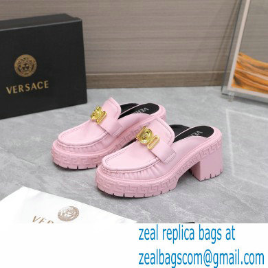 Versace Heel 8cm Medusa Biggie Loafers Mules Pink 2023 - Click Image to Close