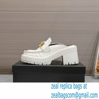 Versace Heel 8cm Medusa Biggie Loafers Mules White 2023