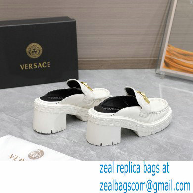 Versace Heel 8cm Medusa Biggie Loafers Mules White 2023