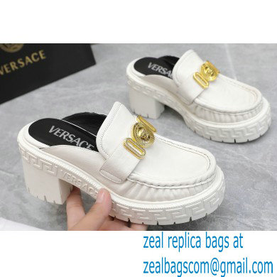 Versace Heel 8cm Medusa Biggie Loafers Mules White 2023