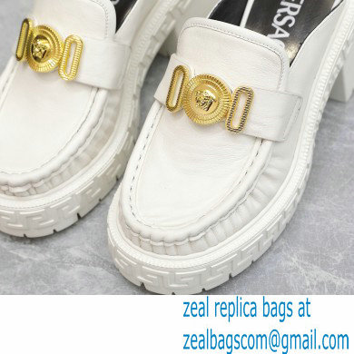 Versace Heel 8cm Medusa Biggie Loafers Mules White 2023