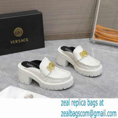 Versace Heel 8cm Medusa Biggie Loafers Mules White 2023