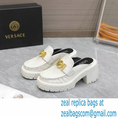 Versace Heel 8cm Medusa Biggie Loafers Mules White 2023