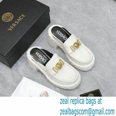 Versace Heel 8cm Medusa Biggie Loafers Mules White 2023