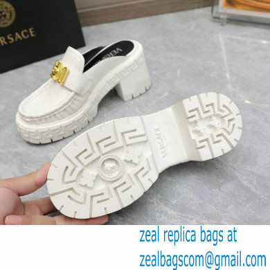 Versace Heel 8cm Medusa Biggie Loafers Mules White 2023