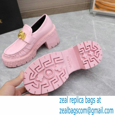 Versace Heel 8cm Medusa Biggie Loafers Pink 2023 - Click Image to Close