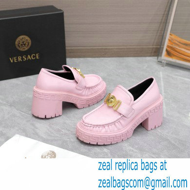 Versace Heel 8cm Medusa Biggie Loafers Pink 2023