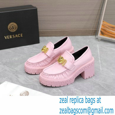 Versace Heel 8cm Medusa Biggie Loafers Pink 2023