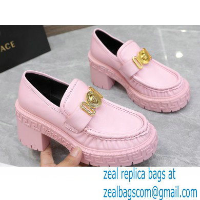 Versace Heel 8cm Medusa Biggie Loafers Pink 2023