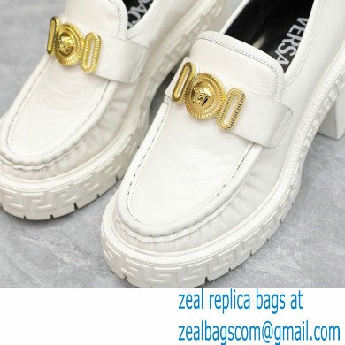 Versace Heel 8cm Medusa Biggie Loafers White 2023 - Click Image to Close