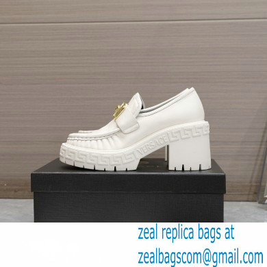 Versace Heel 8cm Medusa Biggie Loafers White 2023 - Click Image to Close