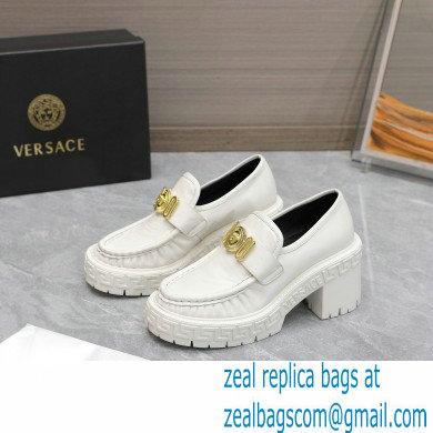 Versace Heel 8cm Medusa Biggie Loafers White 2023 - Click Image to Close