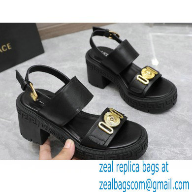 Versace Heel 8cm Medusa Biggie Sandals Black 2023 - Click Image to Close