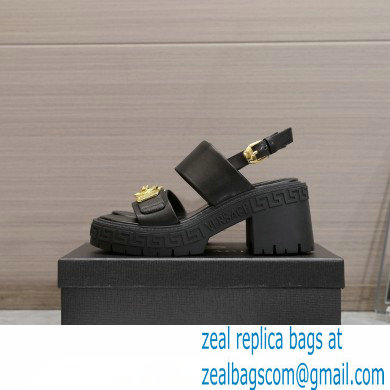 Versace Heel 8cm Medusa Biggie Sandals Black 2023 - Click Image to Close