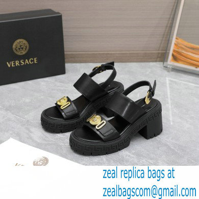 Versace Heel 8cm Medusa Biggie Sandals Black 2023 - Click Image to Close