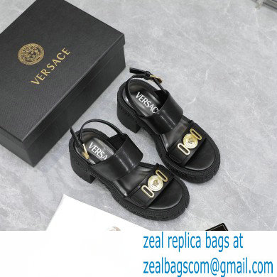 Versace Heel 8cm Medusa Biggie Sandals Black 2023 - Click Image to Close