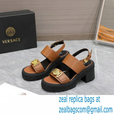 Versace Heel 8cm Medusa Biggie Sandals Brown 2023