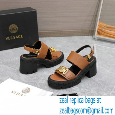 Versace Heel 8cm Medusa Biggie Sandals Brown 2023