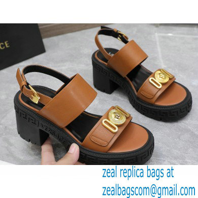 Versace Heel 8cm Medusa Biggie Sandals Brown 2023