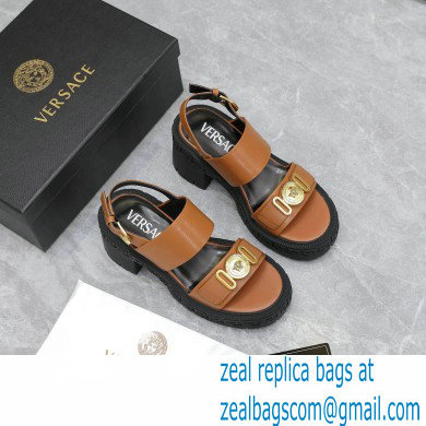 Versace Heel 8cm Medusa Biggie Sandals Brown 2023