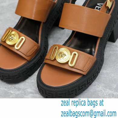 Versace Heel 8cm Medusa Biggie Sandals Brown 2023 - Click Image to Close