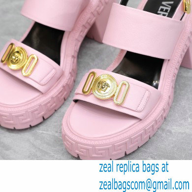 Versace Heel 8cm Medusa Biggie Sandals Pink 2023 - Click Image to Close