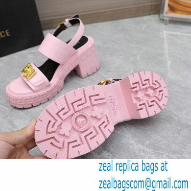 Versace Heel 8cm Medusa Biggie Sandals Pink 2023 - Click Image to Close