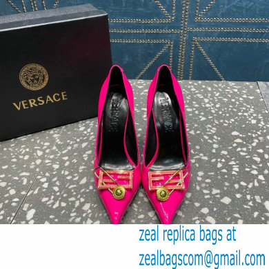 Versace Heel 9.5cm Brooch Baguette Pumps Patent Fuchsia 2023 - Click Image to Close
