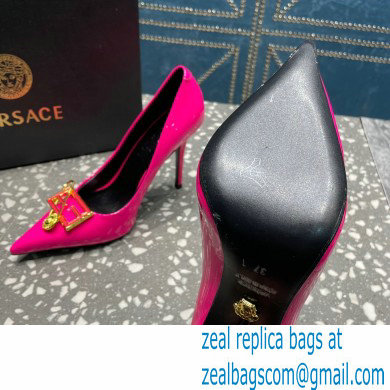 Versace Heel 9.5cm Brooch Baguette Pumps Patent Fuchsia 2023