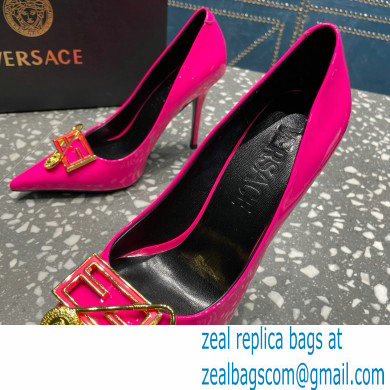 Versace Heel 9.5cm Brooch Baguette Pumps Patent Fuchsia 2023