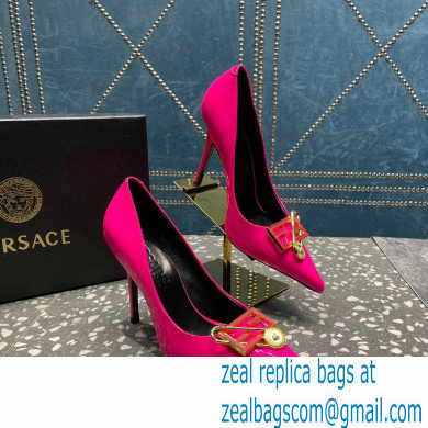 Versace Heel 9.5cm Brooch Baguette Pumps Patent Fuchsia 2023 - Click Image to Close