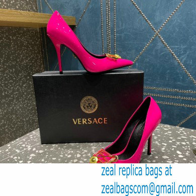 Versace Heel 9.5cm Brooch Baguette Pumps Patent Fuchsia 2023 - Click Image to Close