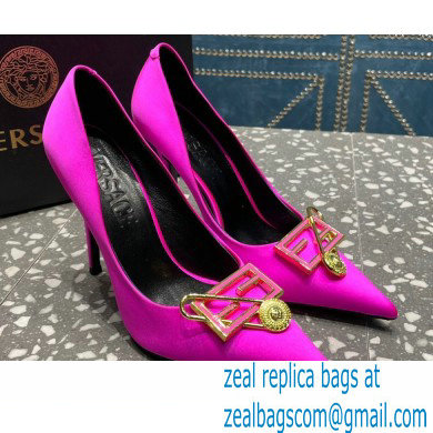 Versace Heel 9.5cm Brooch Baguette Pumps Satin Fuchsia 2023