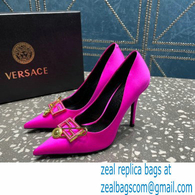 Versace Heel 9.5cm Brooch Baguette Pumps Satin Fuchsia 2023