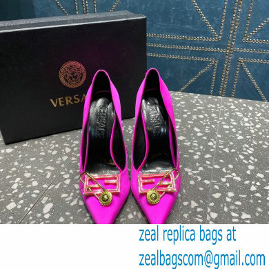 Versace Heel 9.5cm Brooch Baguette Pumps Satin Fuchsia 2023 - Click Image to Close