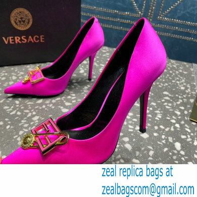 Versace Heel 9.5cm Brooch Baguette Pumps Satin Fuchsia 2023 - Click Image to Close