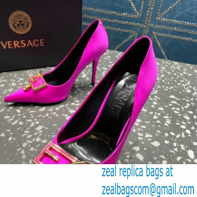 Versace Heel 9.5cm Brooch Baguette Pumps Satin Fuchsia 2023