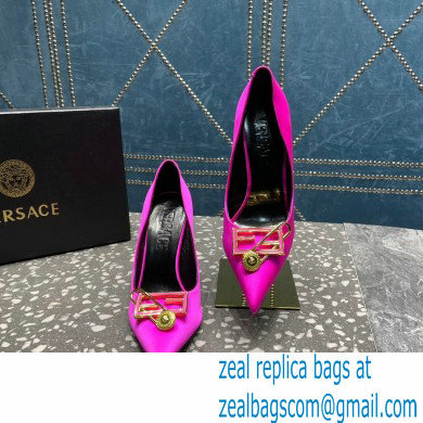 Versace Heel 9.5cm Brooch Baguette Pumps Satin Fuchsia 2023