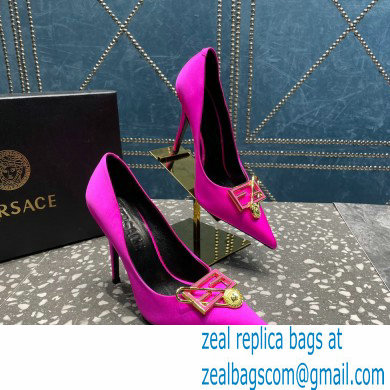 Versace Heel 9.5cm Brooch Baguette Pumps Satin Fuchsia 2023