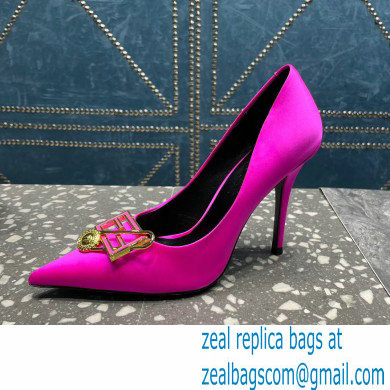 Versace Heel 9.5cm Brooch Baguette Pumps Satin Fuchsia 2023